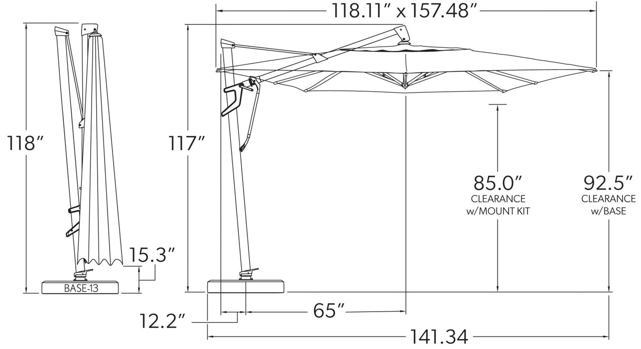10' x 13' AKZ Plus Cantilever Umbrella - Sullivan Hardware & Garden