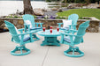 Berlin Gardens 38" Round Conversation Table and Comfo Back Swivel Rockers in Aruba Blue