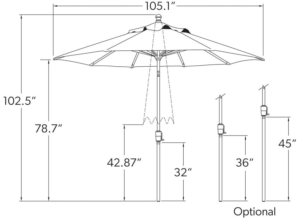 9' Push Button Tilt Umbrella - Sullivan Hardware & Garden
