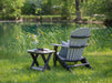 Berlin Gardens Comfo Back Folding Adirondack and Folding End Table - Light Gray on Black
