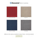 Diagram of cushion color options for Hanamint benches - Canvas Jockey Red, Cast Ash, Spectrum Indigo, Cast Slate