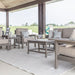 Berlin Gardens Camden Loveseat, Sofa, Club Chairs, Coffee Table and End Table in Coastal Gray. Cushions in Blend Sand