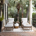 Berlin Gardens Camden Club Chairs and Ottomans with Camden End Table in Weatherwood - Cushions in Remix Parchment