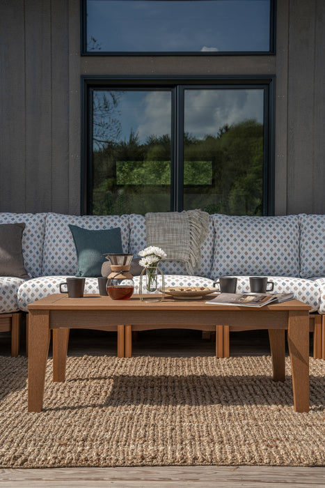 Classic Terrace Sectional and Rectangular Coffee Table in Antique Mahogany