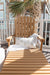 Berlin Gardens Comfo Back Chaise Lounge in Natural Teak with Lily Hive Throw Pillow