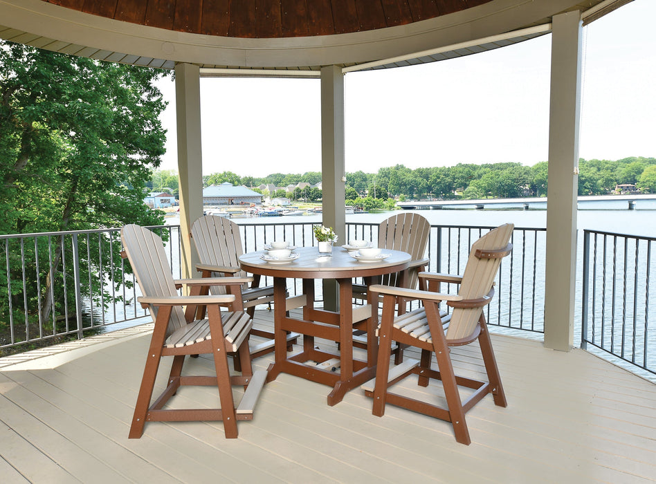 Berlin Gardens Comfo Back Counter Chairs around Garden Classic Round Counter Table - Weatherwood on Chocolate Brown