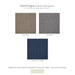 Diagram of color swatches of 4312 cushion options for North Cape patio furniture. Cast Shale, Cast Slate, Spectrum Indigo