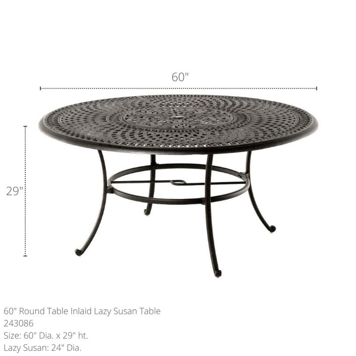 Hanamint Bella 60" Round Inlaid Lazy Susan Table - Sullivan Hardware & Garden