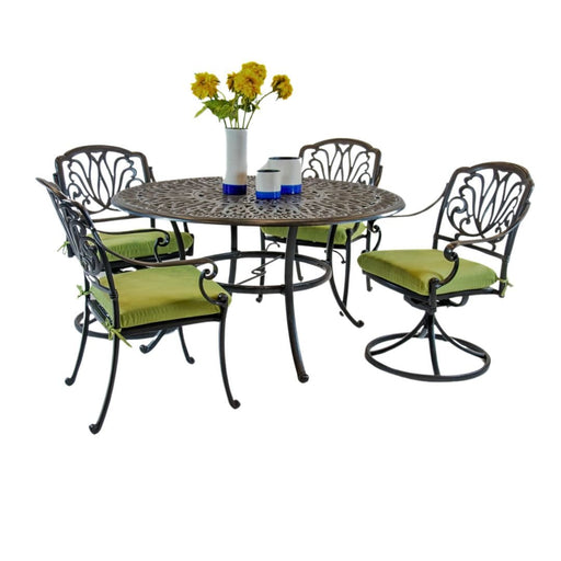 Hanamint Biscayne 54" Round Dining Set with Swivels (5 Piece Set) - Sullivan Hardware & Garden