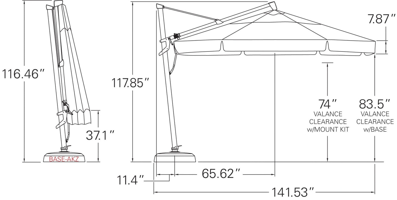 Treasure Garden 11' AKZ Plus Cantilever Umbrella - Sullivan Hardware & Garden