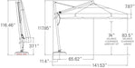 Treasure Garden 11' AKZ Plus Cantilever Umbrella - Sullivan Hardware & Garden