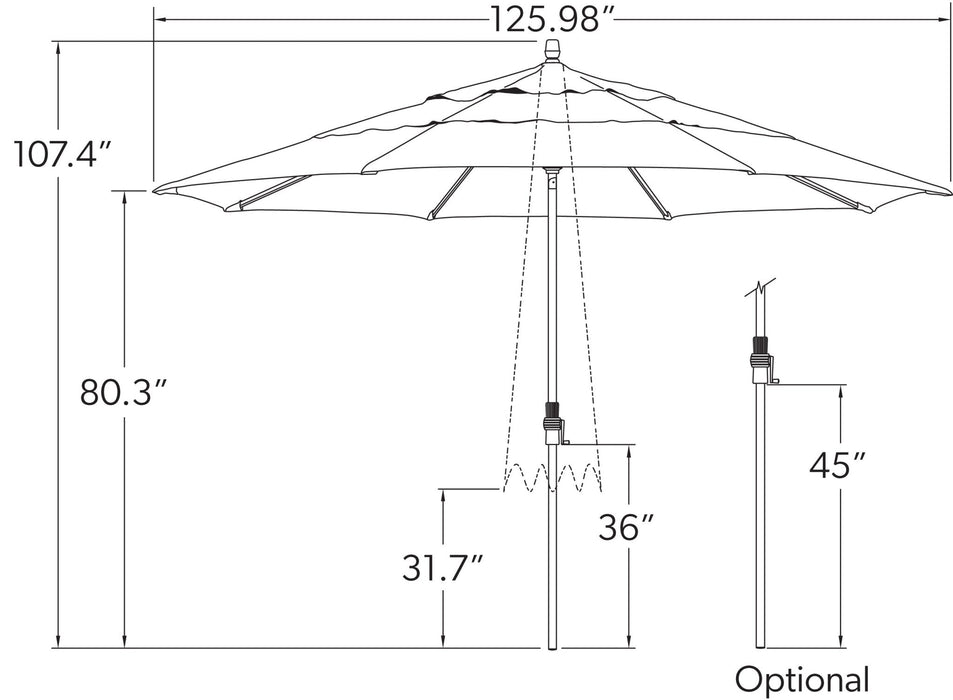 Treasure Garden 11' Collar Tilt Umbrella - Sullivan Hardware & Garden