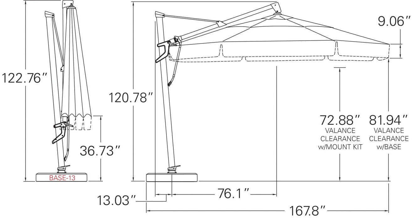 Treasure Garden 13' AKZ Plus Cantilever Umbrella - Black / Sand - Sullivan Hardware & Garden