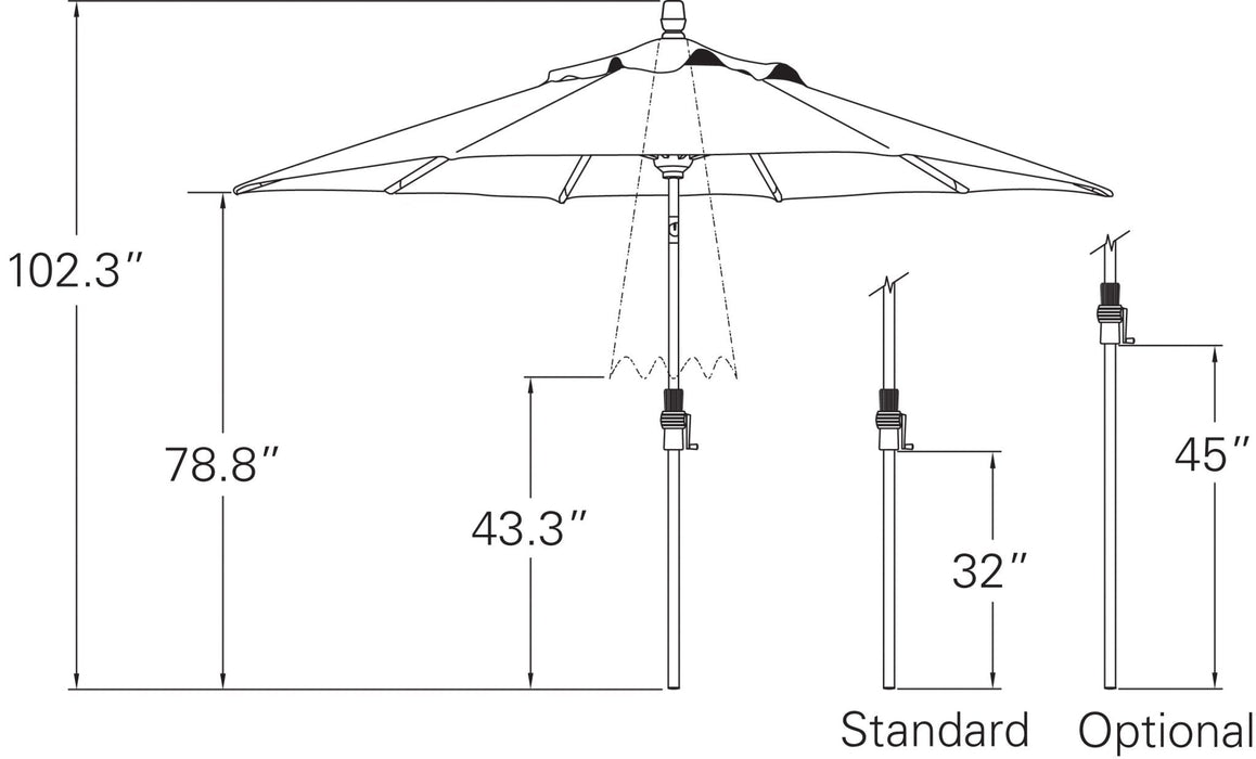 Treasure Garden 9' Starlux Collar Tilt Umbrella - Sullivan Hardware & Garden