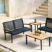 Three Birds Casual Tribeca 2-Seater Settee with other Tribeca pieces in a stone patio space
