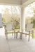 Vida High Back Dining Chairs and End Table in Oak Wood Vein. Sling in Caribbean Cane