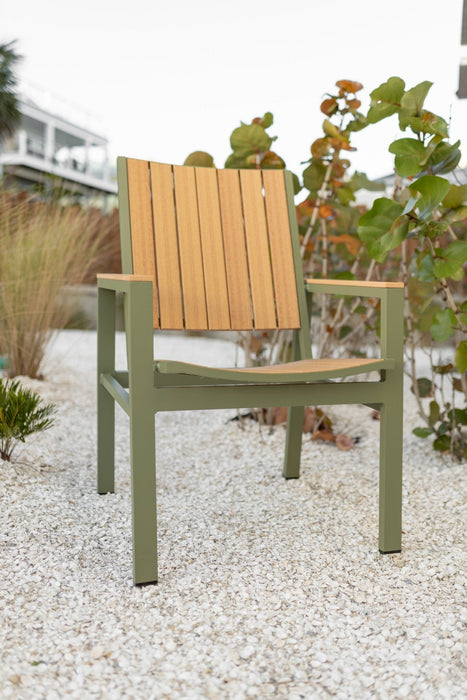 Vida Poly Dining Chair Green Sage Natural Teak