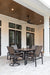 Vida 44 Square Poly Dining Table and Vida Dining Poly Chairs and Dining Swivel Rockers in Brazilian Walnut on Black