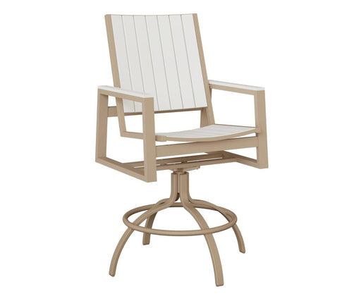 Vida Poly Swivel Bar Chair in Sahara Speckle and White Poly