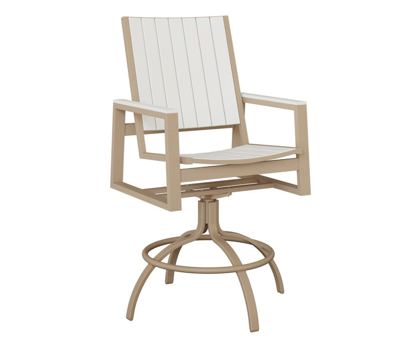 Vida Poly Swivel Bar Chair in Sahara Speckle and White Poly