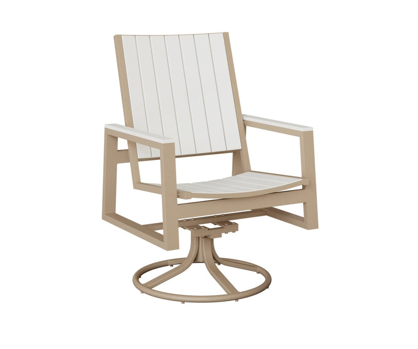 Vida Poly Swivel Rocker Dining Chair in Sahara Speckle and White Poly