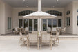 Vida 44” x 73” Poly Dining Table in Sahara Speckle and Seashell poly. Vida Poly Swivel Rocker Poly Dining Chairs and Vida Poly Dining Chairs in Sahara Speckle and Seashell poly