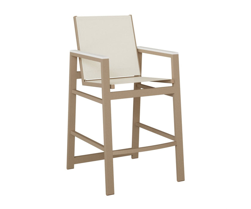 Vida Sling Bar Chair in Sahara Speckle with White Poly Arms and Sailing Salt Sling