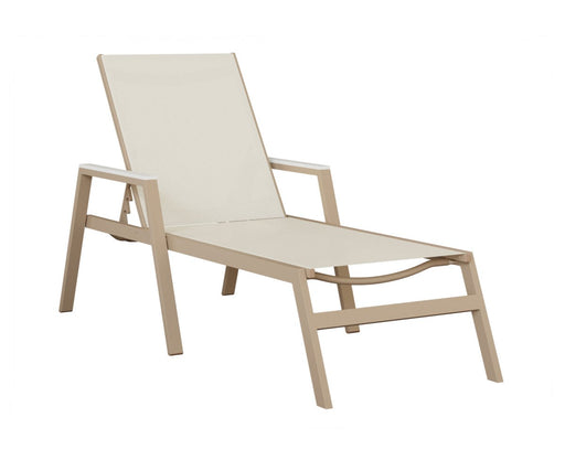 Vida Sling Chaise Lounge with Arms in Sahara Speckle with White Poly Arms and Sailing Salt Sling
